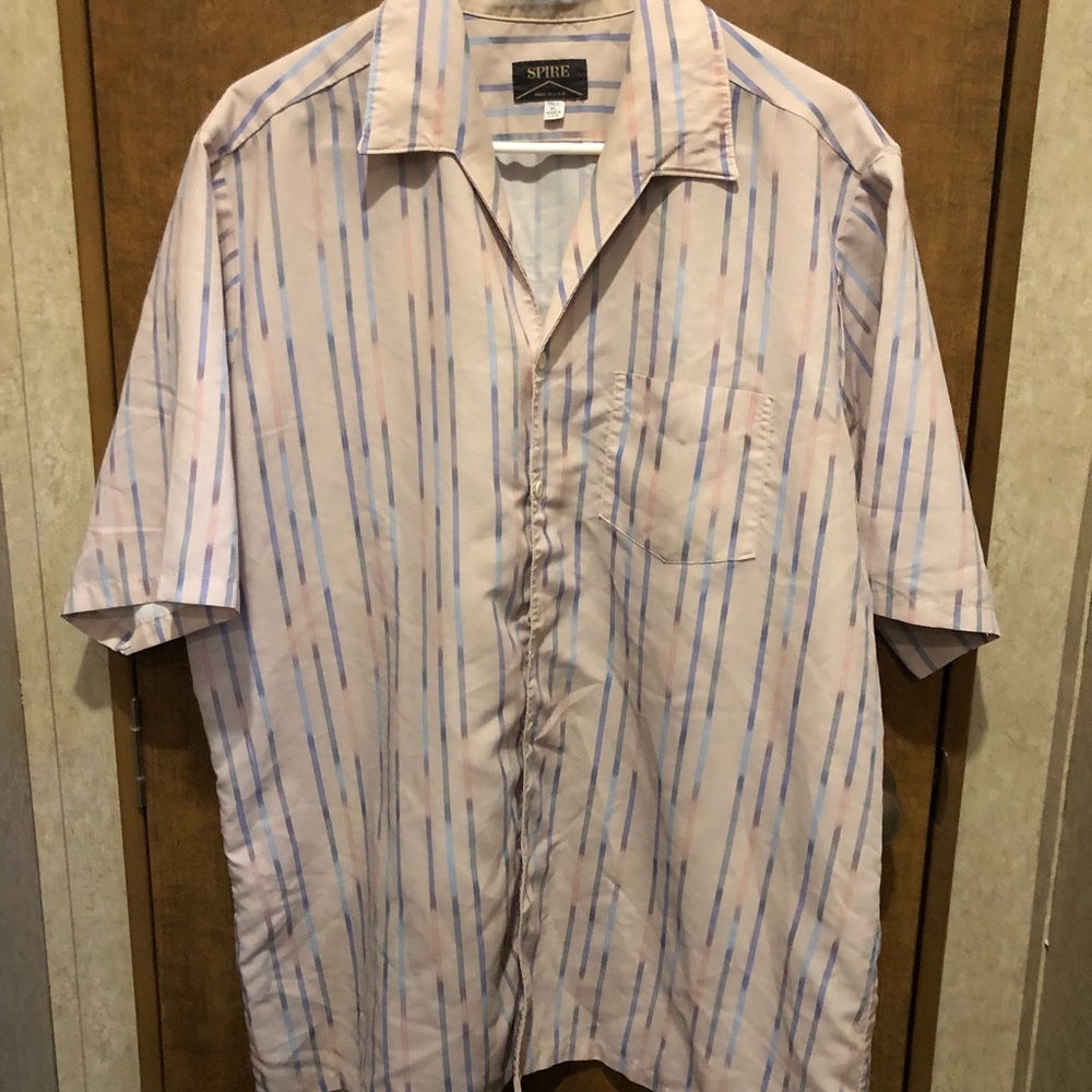 Vintage 60’s/70’s Short Sleeve XL Tall Striped Shirt by Spire in Great S…